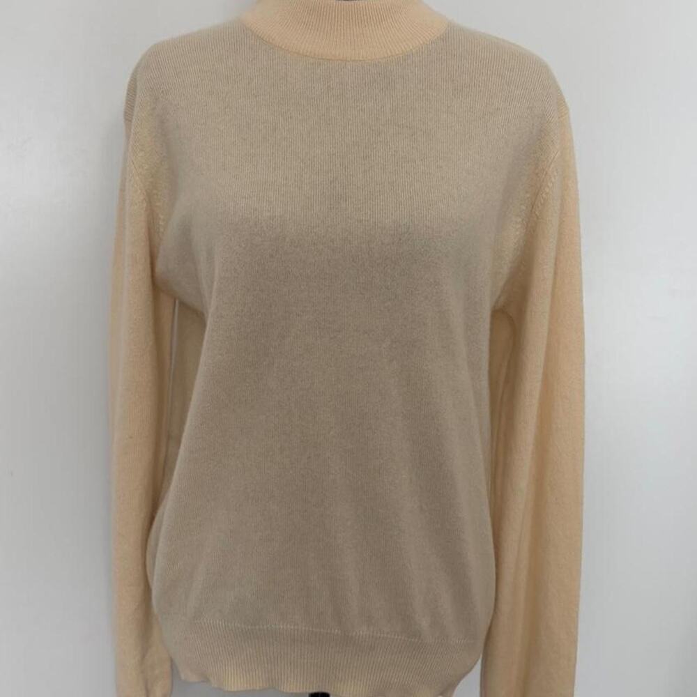 William Kasper Pure Cashmere Cream Sweater Top - L